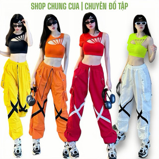 Quần Jogger thể thao nữ, quần vải gió ống rộng mềm thoáng mát tập shuffdance, nhảy aerobic, nhảy dân vũ nhiều màu sắc