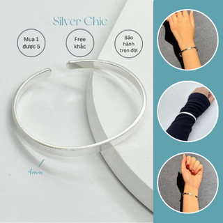  Vòng tay bạc CUFF trơn SILVER CHIC LT16 bạc 950