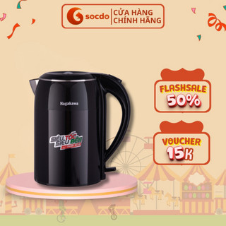 Ấm siêu tốc 1,8l nagakawa nag0315 - 2 lớp - công suất 1800w. hàng chính hãng