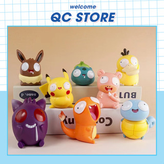  Mô hình đồ chơi pokemon figure mini dễ thương mặt ngáo decor bàn học bàn làm việc pikachu charizard full box QC Store 
