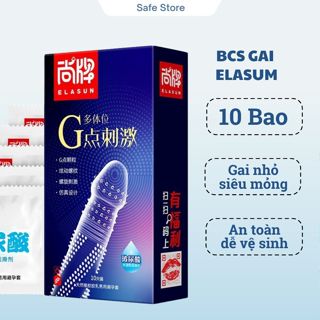 Bao cao su gai ELASUN bcs gai siêu mỏng, bcs có gai kéo dài thời gian quan hệ hộp 10 bao