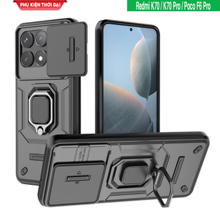 Ốp lưng Poco F6 Pro / Redmi K70 / K70 Pro dùng chung nhựa mỏng che camera nắp trượt kiêm nhẫn iring