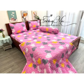 Bộ chăn ga gối 100% coton rất đẹp kèm chăn chần gòn 5 món.