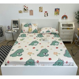 SET 3 MÓN ga gối poly, drap giường 1m2, 1m4, 1m6, 1m8, cotton 3D bo chun miễn phí, được chọn mẫu