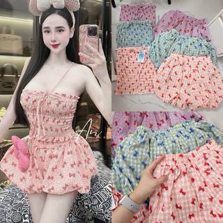 SET BỘ ÁO ÓNG QUẦN BÍ NƠ CARO (hình thật +clip)