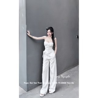 Set quần suông đính hoa mix áo body cúp ngực