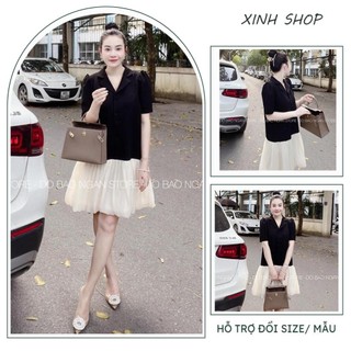 ĐẦM VÁY BẦU THỜI TRANG NỮ DÁNG SUÔNG BABYDOLL MẶC ĐI TIỆC ĐI LÀM XINH CHÂN VÁY PHỐI VOAN SANG CHẢNH V847 - VÁY CÔNG SỞ