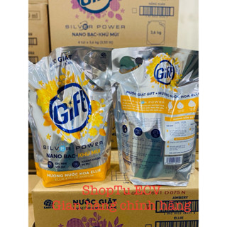 Nước giặt Gift 3.6kg hương tinh dầu nước hoa ELLIE &Công nghệ Nano Bạc khử mùi hôi, ẩm mốc trên vải