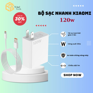 Bộ sạc siêu nhanh Xiaomi Tubo 120w chân TypeC Không gây nóng máy, đơ máy, chai pin tự ngắt bảo vệ điện thoại