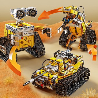 Bộ Đồ Chơi Lắp Ráp Robot Biến Hình 3 In 1 Robot Wall E, Xe Tăng, Khủng Long Tặng Điều Khiển Từ Xa