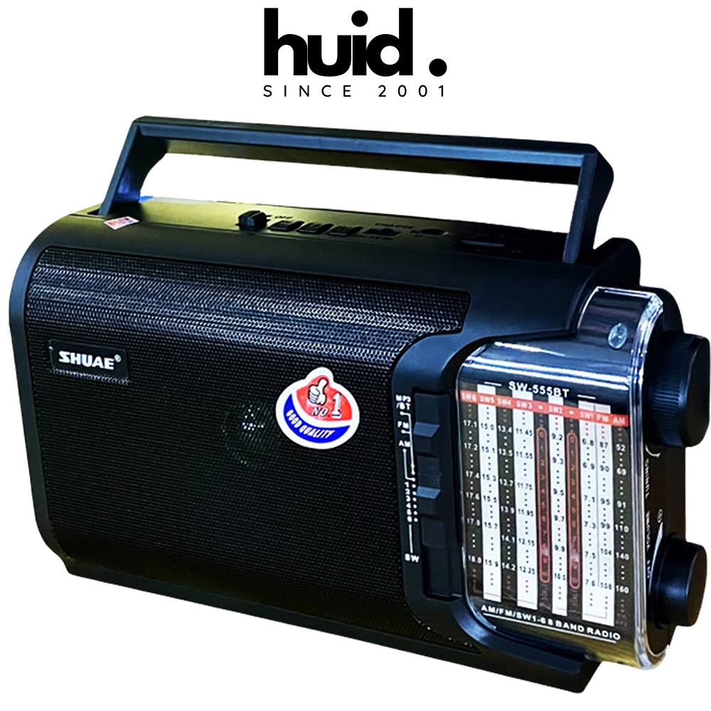 Đài Radio Bluetooth 3 Băng Tần FM/AM/SW, Có Đèn Pin, Hỗ Trợ USB & Thẻ Nhớ Shuae SW-555BT