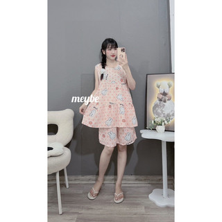 Bộ đồ bầu lanh lụa mùa hè dáng suông rộng cho mẹ bầu - MBE028