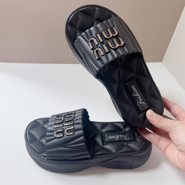 Dép lê nữ MiuMiu kim tuyến có lót phồng siêu êm (2402) - Tăng 1 sz