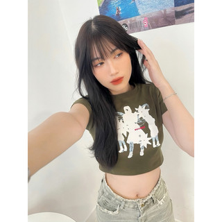 Áo croptop ôm in Angel