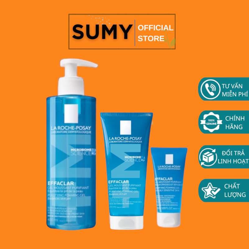Sữa Rửa Mặt La Roche Posay Dạng Gel Tạo Bọt Giảm Mụn, Kiềm Dầu Effaclar Foaming Gel 50ml 200ml 400ml