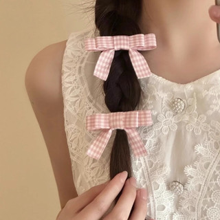 Kẹp tóc nơ nhỏ kẻ caro xinh xắn dễ thương dành cho nữ