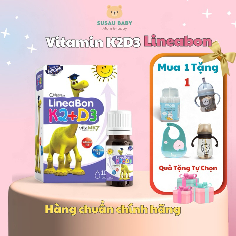 Lineabon Vitamin D3 K2 10ml giúp bé cao lớn, ngủ ngon, giảm còi xương, canxi cho trẻ sơ sinh lineabon k2d3 chính hãng