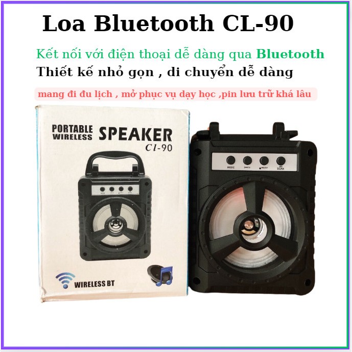 Loa Bluetooth CL-90 (Đèn Led, Bass siêu hay)