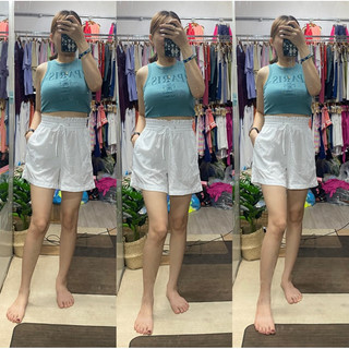 Áo thun ba lỗ nữ chipbong hàng dư dáng croptop chất cotton mềm mịn màu xanh size xs s m l xl 01185