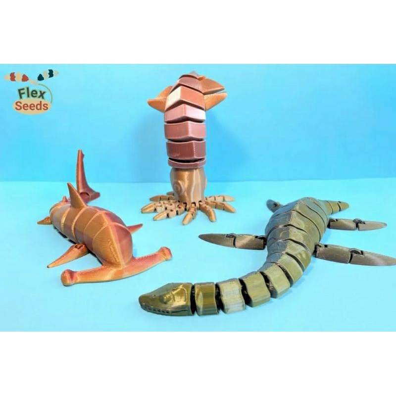 mô hình cá mập, cá voi, khủng long nước, đồ chơi in 3d khớp nối linh hoạt