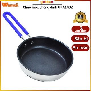Chảo inox chống dính Goldsun GPA1402 đáy từ 3 lớp chống dính sử dụng trên mọi loại bếp,bảo hành 12T