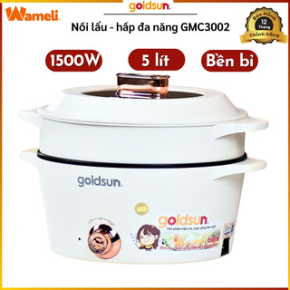 Nồi Lẩu Điện Đa Năng Goldsun 5L Công Suất 1500W 2 Tầng Có Xửng Hấp - GMC3002,GMC3003