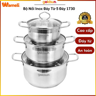 Bộ Nồi Inox Đáy Từ Goldsun 5 Lớp Sử Dụng Trên Mọi Loại Bếp - GPS1730