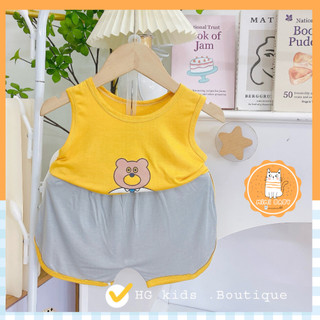 Đồ bộ ở nhà cho bé Mimibaby, đồ bộ ba lỗ nhiều màu sắc xanh vàng cho bé từ 6-16kg, MIMI44