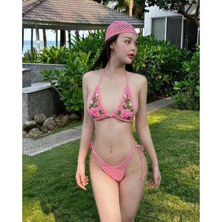 [Hỏa tốc HN] Bikini len móc 3 chi tiết ( áo, quần, mũ )