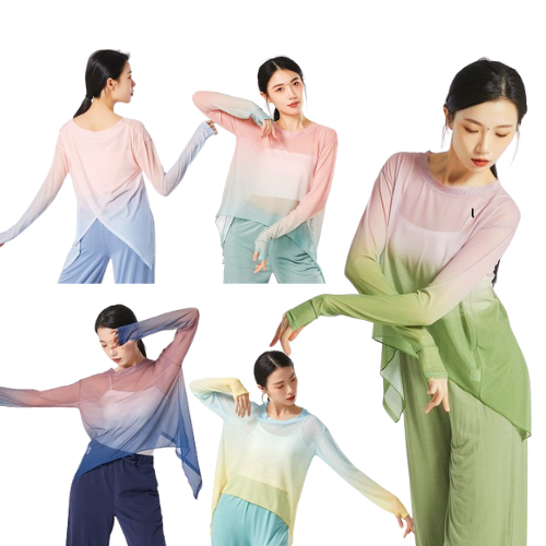 Bộ trang phục múa cổ trang đương đại màu ombre Áo dài tay form rộng xỏ ngón A225 - Đồ Múa Tịnh Nhi