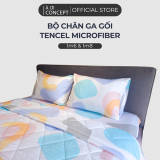 Bộ chăn ga gối Lụa Tencel Microfiber MicroTencel Chăn chần bông À Ơi Concept Size 1m6 1m8 Nhiều Hoạ Tiết Êm Ái Mát Min