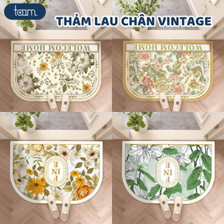 Thảm Trải Sàn Siêu Thấm Hút Phòng Khách Họa Tiết Vintage, Thảm Nhà Tắm Chống Trơn Trượt Chất Liệu Tảo Cát Thấm Nhanh