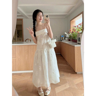 Đầm midi suông doll nude 2s hoa nổi