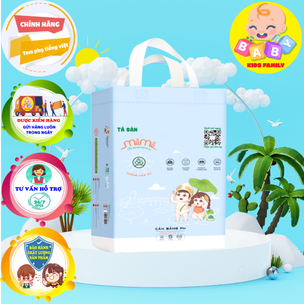 [ko quà] Tã/Bỉm dán/quần Mễ Mễ đủ size cho bé