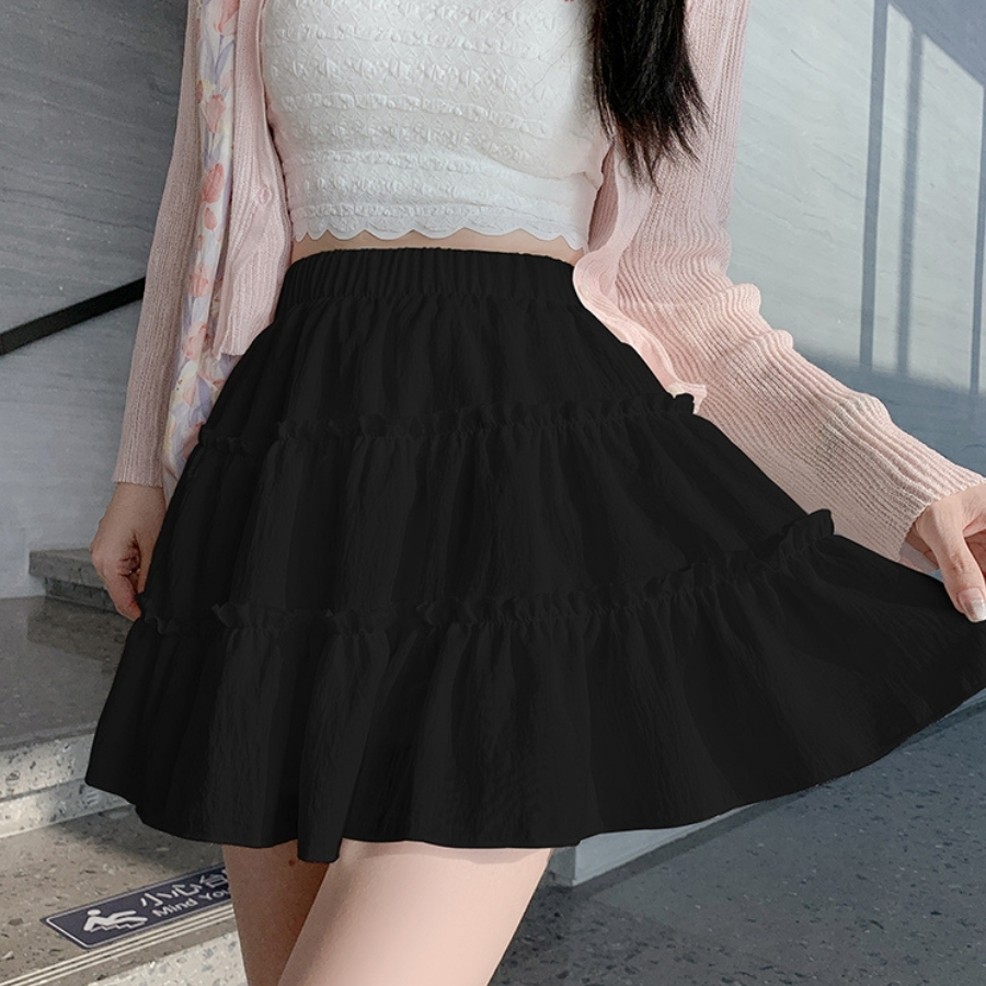 Chân váy xoè ngắn xếp ly ren tầng tennis nơ đen hồng trắng có quần trong chất đũi xốp VANISA CV024 | BigBuy360 - bigbuy360.vn