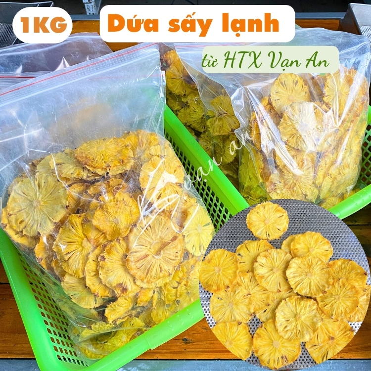 Dứa thơm sấy lạnh,1KG, vàng đẹp, cung cấp các loại vitamin A, C, Canxi