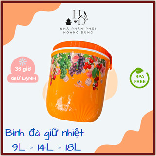Bình đá/ Phích đá tròn giữ nhiệt trên 24 giờ Tý Liên nhiều cỡ 9L - 14L - 18L cấu tạo 3 lớp