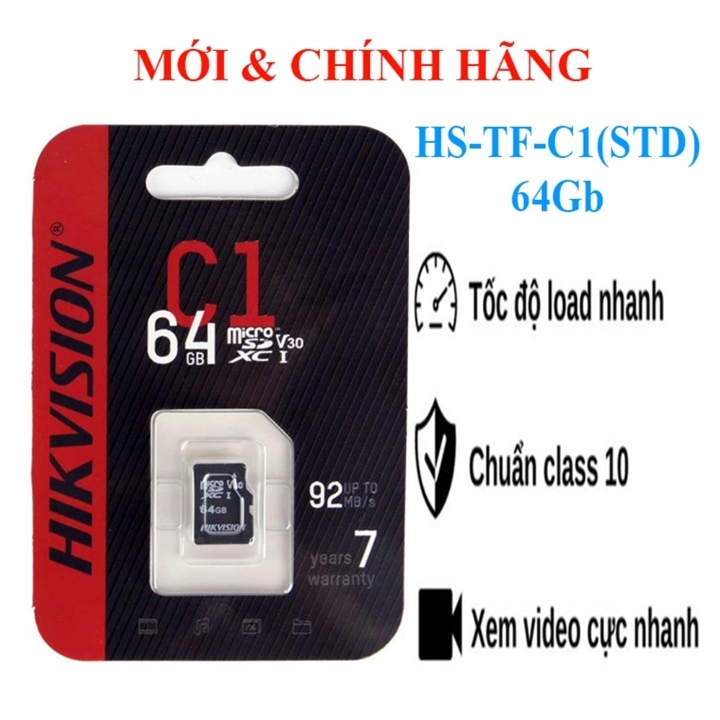 Thẻ nhớ Hikvision C1 32GB 64GB 128GB Class 10 Tốc độ 92MB/s Yoosee  HIKSEMI NEO HOME SomnAmbulist 12
