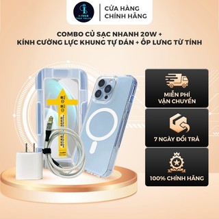 Combo sạc nhanh 20w dây cáp dù có led báo, Kính dán cường lực iphone full màn tự dán, Ốp lưng iphone từ tính