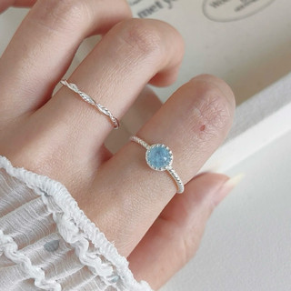 Nhẫn đá aquamarine thiên nhiên 100% bạc s925-blackmeo