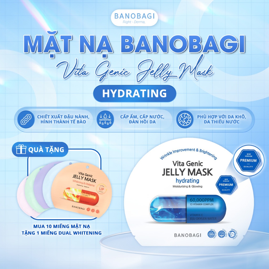 Mặt Nạ BANOBAGI PREMIUM Vita Genic Jelly Mask Hydrating giúp cấp ẩm, phục hồi da 30ml