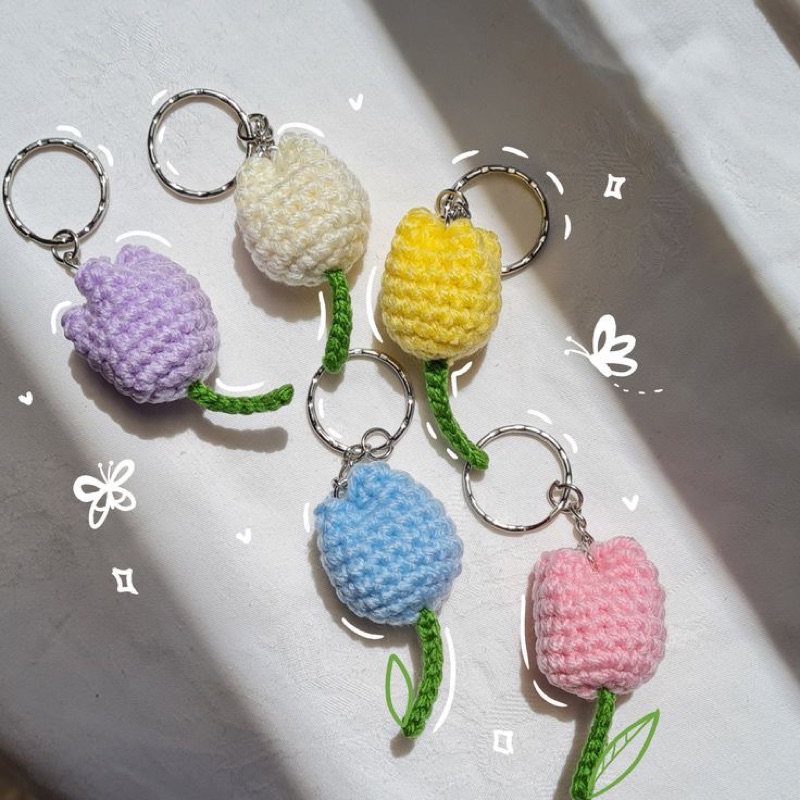 Móc khoá tulip mini bằng len cute