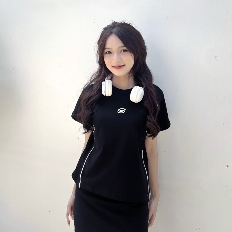 Áo thun Baby tee phối viền in hoạ tiết trước ngực, áo phông nữ from ôm áo thun local brand - GTM STORE