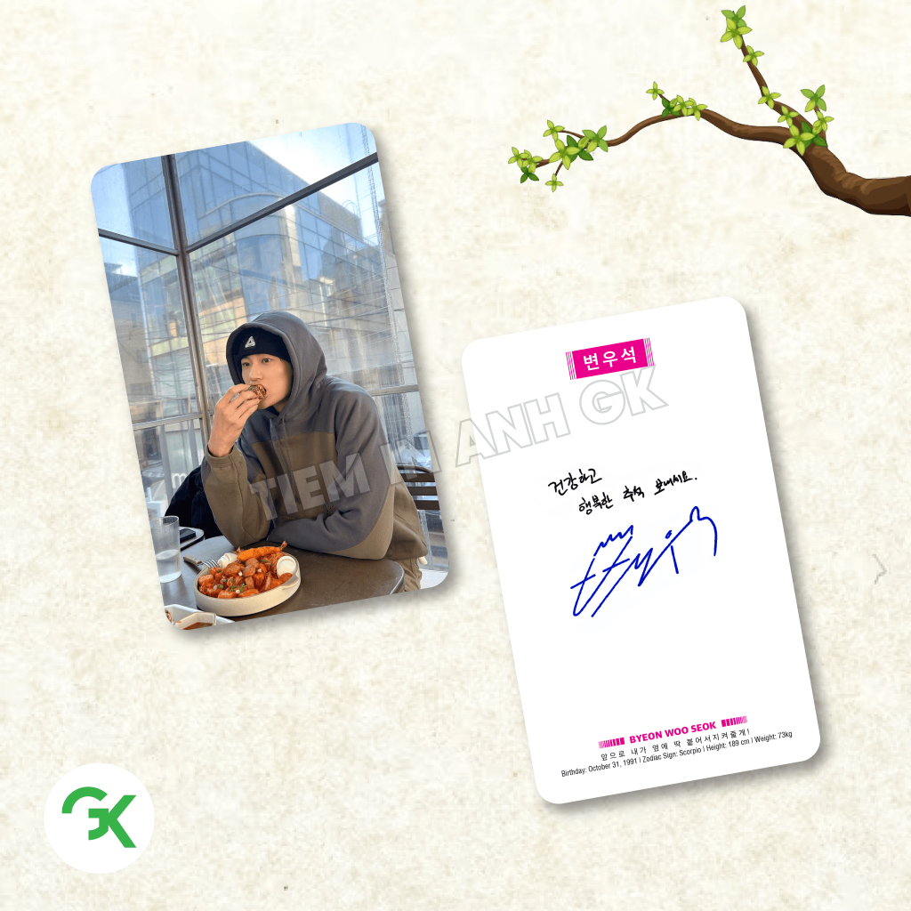 Photocard BYEON WOO SEOK (P3) - Seonjae - Sơn Sĩ - Size 5.5x9cm