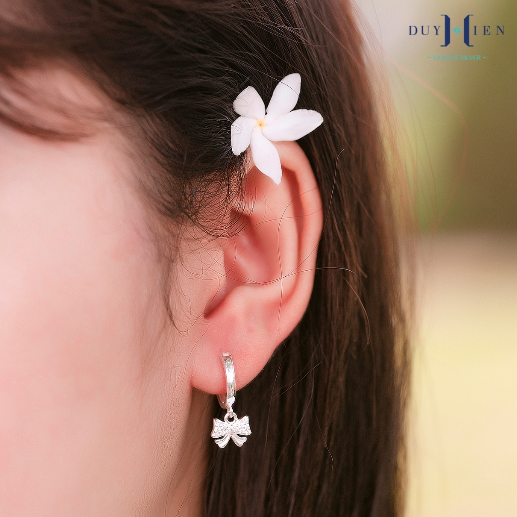 Khuyên Tai Bạc S925 Duy Hiển Cho Bé Kiểu Tùng Teng Hình Nơ Dễ Thương