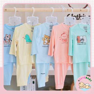 Bộ quần áo sơ sinh cotton Unchi  Leekkis dài tay vạt chéo cho bé trai bé gái