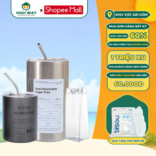Cốc Giữ Nhiệt HIGHWAY, Ly Giữ Nhiệt Dung Tích 600ml Chất Liệu Inox 304 Giữ Nhiệt Từ 8-12 Giờ, Tặng Kèm Ống Hút Và Túi