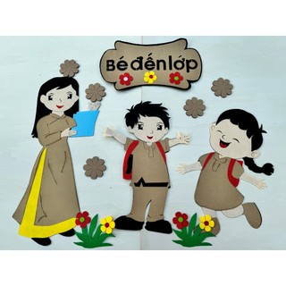 Góc bé đến lớp trang trí mầm non cho bé chất stem chất nỉ đẹp