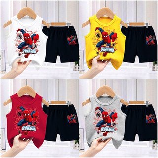 Bộ ba lỗ mùa hè chất cotton 4c hình siêu nhân nhênj 4 màu cho bé trai