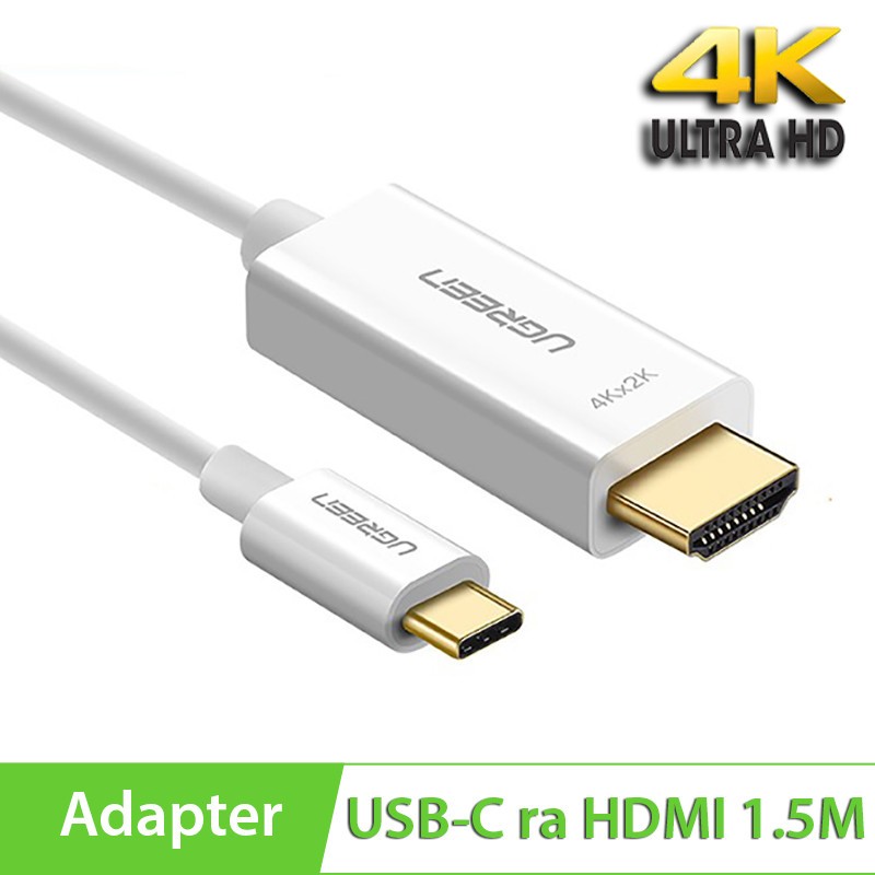 Cáp Chuyển USB C to HDMI 4K Ugreen 30841 MM121, dài 1,5met đầu mạ Vàng